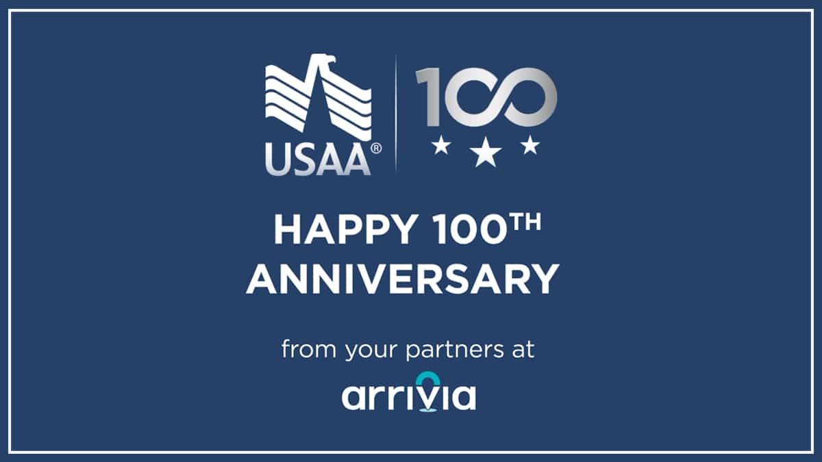 Arrivia celebrates the centennial anniversary of USAA, which serves millions of military members and families in the United States.